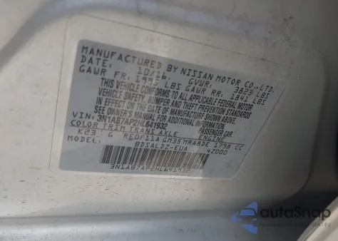 2017 Nissan Sentra Sv from USA, damaged, VIN 3N1AB7AP2HL641932